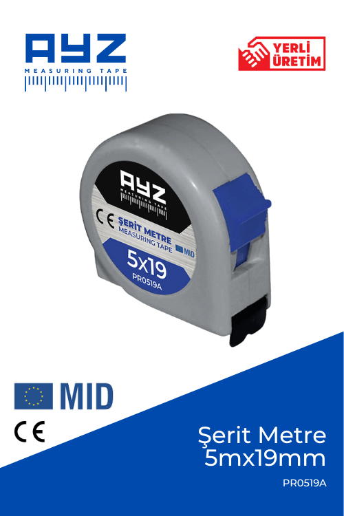 AYZ ŞERİT METRE GRİ 5X19MM